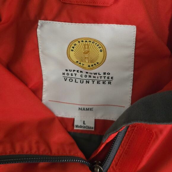 Super Bowl 50 San Francisco Bay Area Volunteer Jacket Red Windbreaker Large Rare - Picture 5 of 8